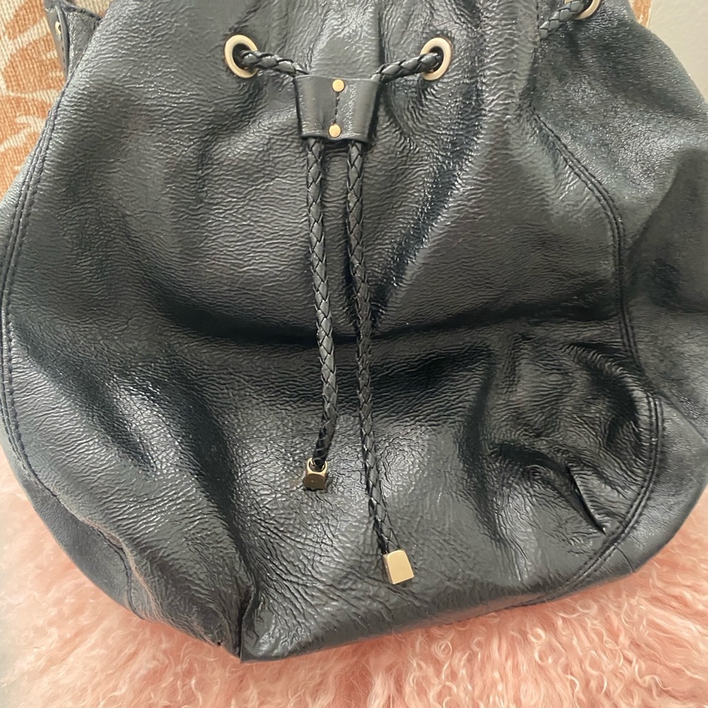 Michael Kors Black Drawstring Braided-Handle Hobo Bag - Picture 12 of 16